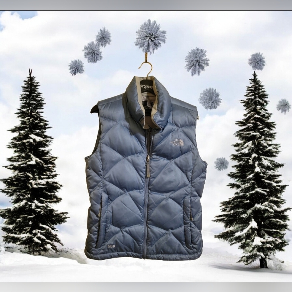 Ladies Blue Puffer THE NORTH FACE Vest - Picture 2 of 7